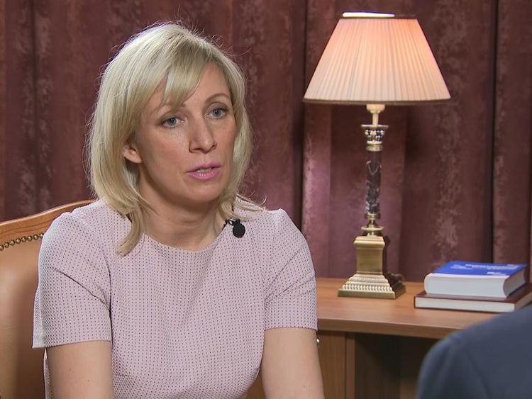 Maria Zakharova spoke to Sky News in Moscow