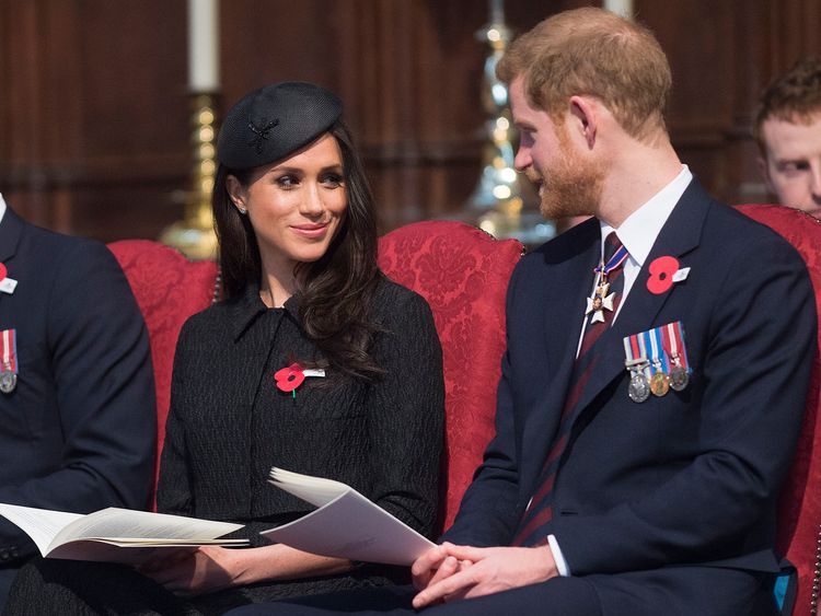 Prince Harry and Meghan Markle during the annual Service of Commemoration and Thanksgiving at Westminster Abbey