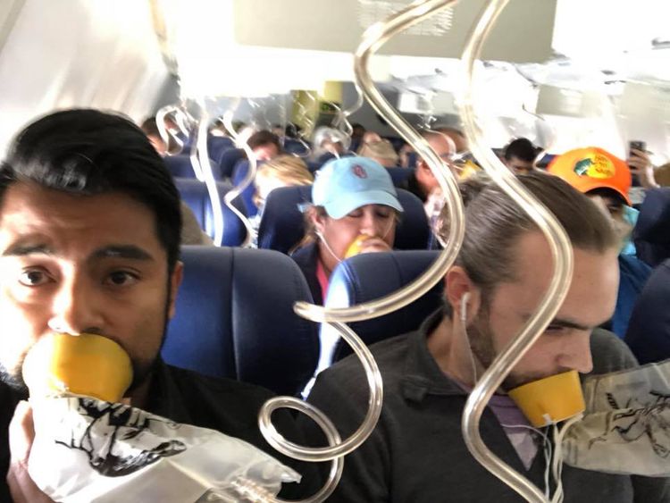 Oxygen masks came down during the incident. Pic: Facebook/Marty Martinez