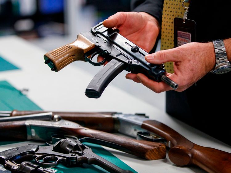 A Skorpion sub machine gun like this one was seized