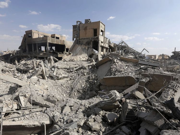 Rubble left behind after the Scientific Studies and Research Centre in Damascus was targeted