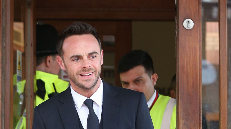 TV presenter Anthony McPartlin leaves The Court House in Wimbledon, London, after being fined £86,000 