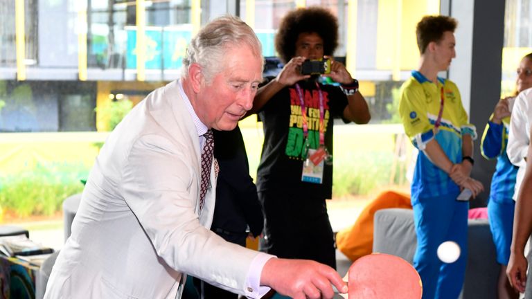 The Royal couple both had a go at table tennis in the Commonwealth Games athlete's village