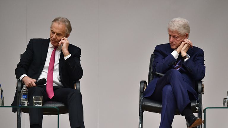 Former US President Bill Clinton was joined by Tony Blair at an event to mark 20 years since the Good Friday Agreement