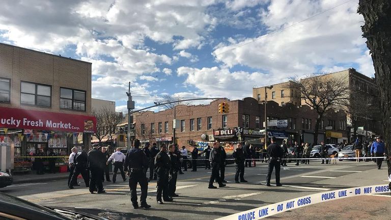 Police at the scene in Crown Heights, Brooklyn 