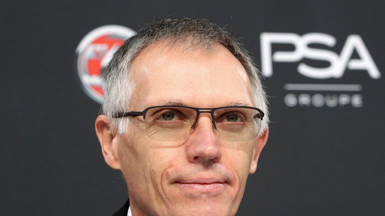 Carlos Tavares, chairman of the managing board of French carmaker PSA Peugeot Citroen, looks on during a press conference at the Opel headquarters in Ruesselsheim, Germany, on November 9, 2017