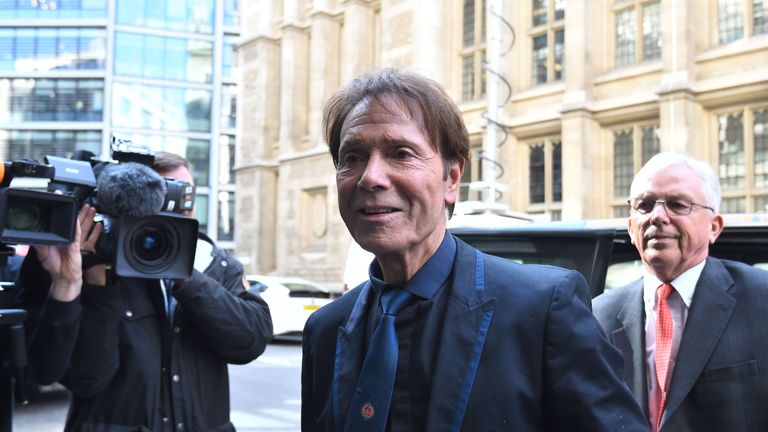 Sir Cliff Richard arriving at the High Court on Wednesday