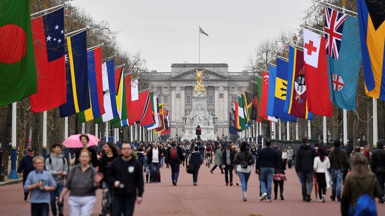 The Mall has been decked out with the flags of Commonwealth nations