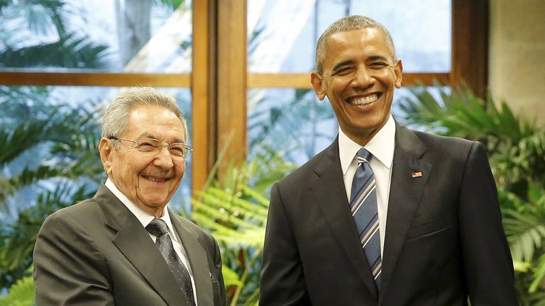 Barack Obama and Raul Castro in Havana in 2016