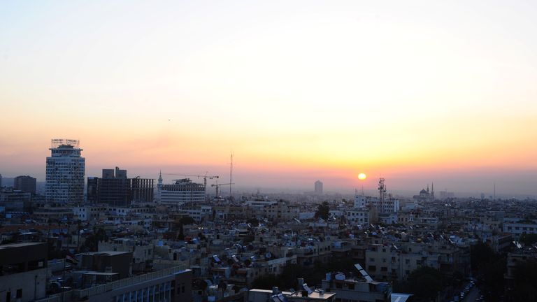 Sunrise in Damascus following a night of airstrikes in Syria by the US, UK and France