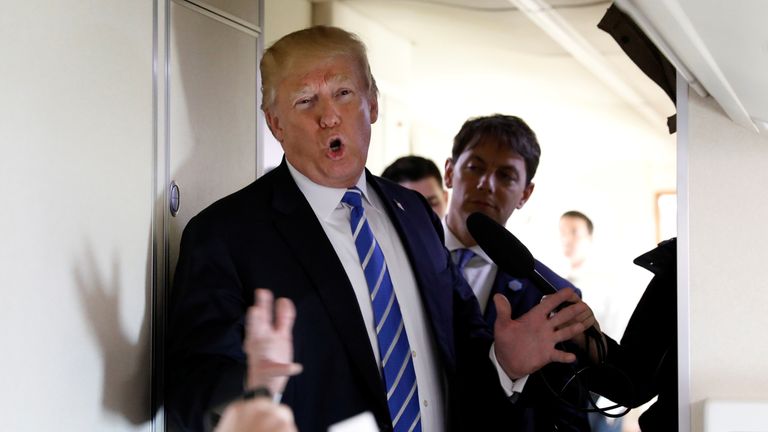 Mr Trump spoke aboard Air Force One following a visit to West Virginia