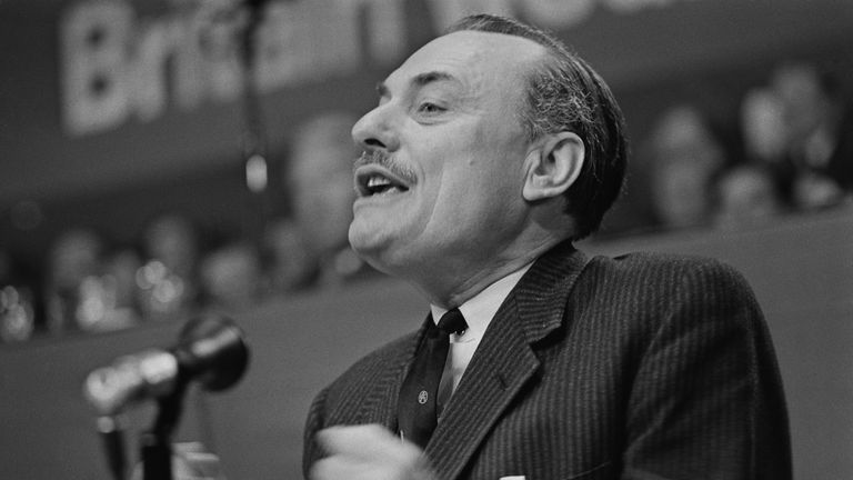 Enoch Powell speaking at the Conservative Party Conference in 1969