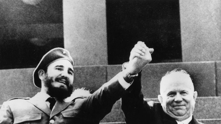Fidel Castro with Soviet premier Nikita Khrushchev in 1964