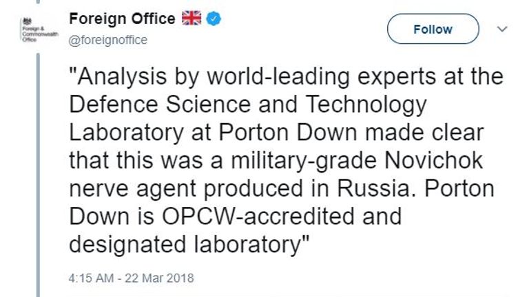 The Foreign Office admitted deleting this tweet