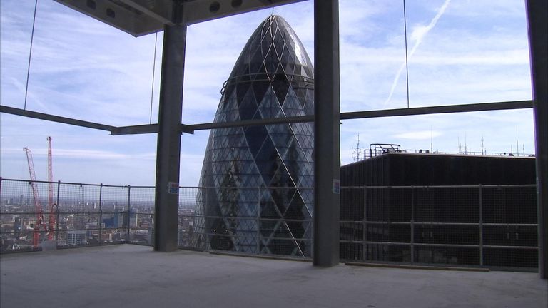A view of the Gherkin from the 26th floor of Twentytwo
