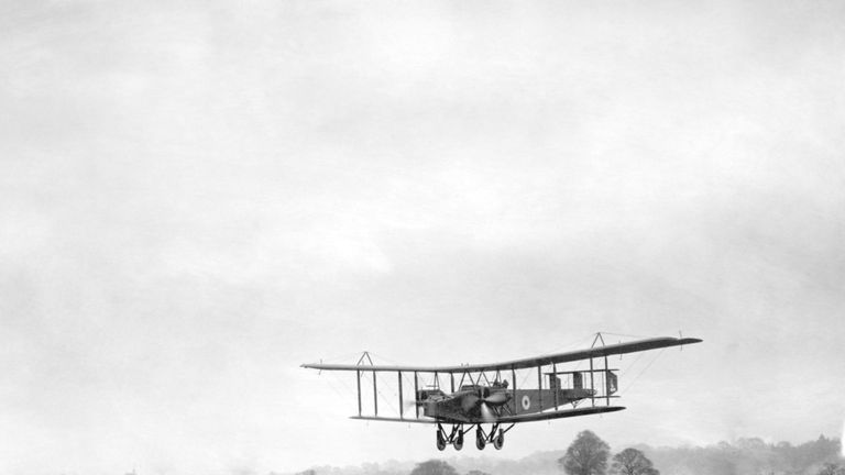 File photo dated 01/11/1918 of Handley Page 0/400 landing at RAF Andover, Hampshire, as the RAF celebrates its centenary on Sunday.
