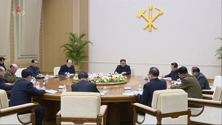 Kim Jong Un addressed top officials of North Korea's ruling party