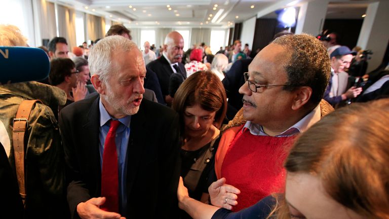 Labour Leader Jeremy Corbyn with Marc Wadsworth at an event in 2016
