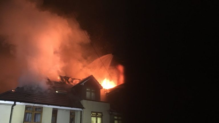 The fire took over two storeys and the roof. Pic: London Fire Brigade