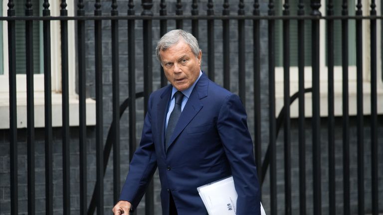 Martin Sorrell, chief executive of WPP, arrives in Downing Street to attend a meeting of business leaders hosted by Prime Minister Theresa May in October 2017