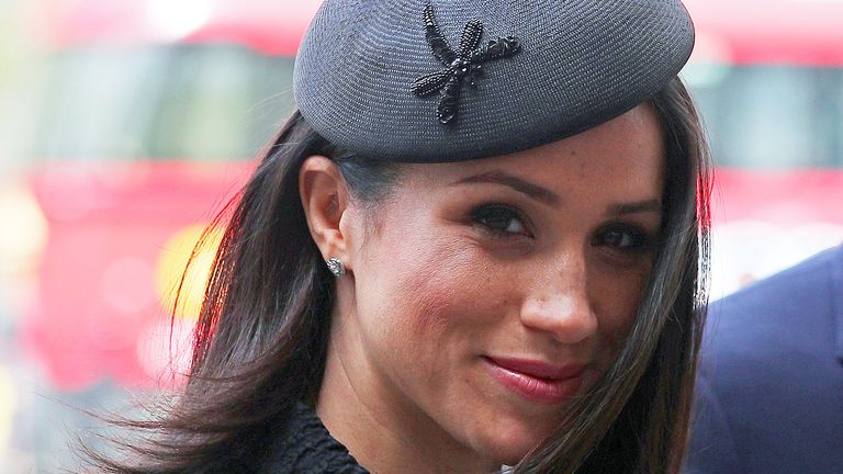 Meghan Markle arrives for an ANZAC day service at Westminster Abbey