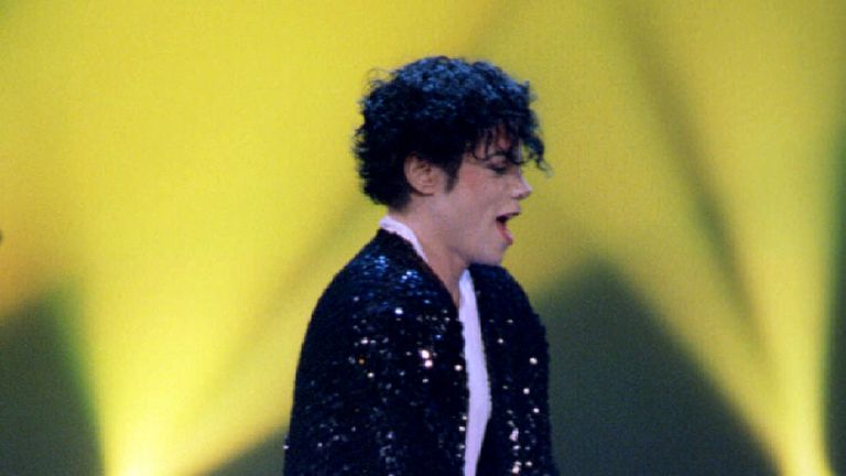 Pop superstar Michael Jackson does his trademark "moonwalk" at the MTV Video Music Awards in New York September 7