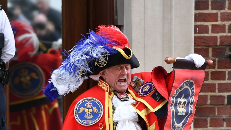 The news was announced by a town crier outside the Lindo Wing