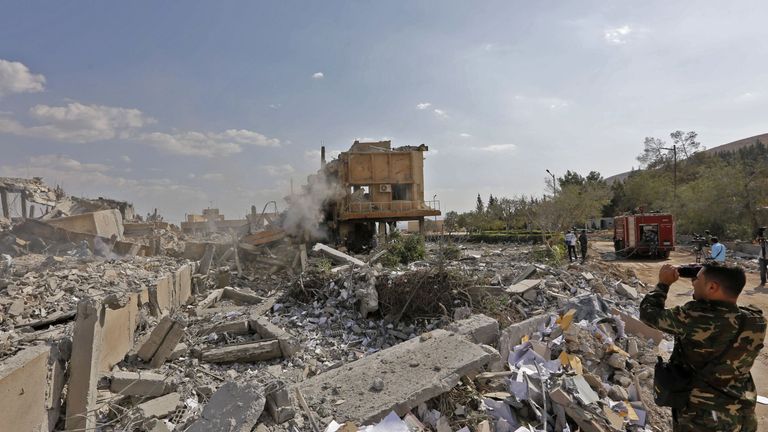 The wreckage of a research centre in Syria after Western airstrikes in April
