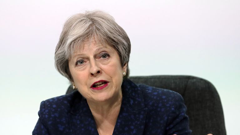 LONDON, ENGLAND - APRIL 20: British Prime Minister Theresa May speaks during the final press conference of CHOGM 2018 at Marlborough House on April 20, 2018 in London, England. (Photo by Dan Kitwood/Getty Images)