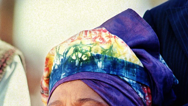 Winnie Madikizela-Mandela at a mass rally prior to the 27 April general election in 1994