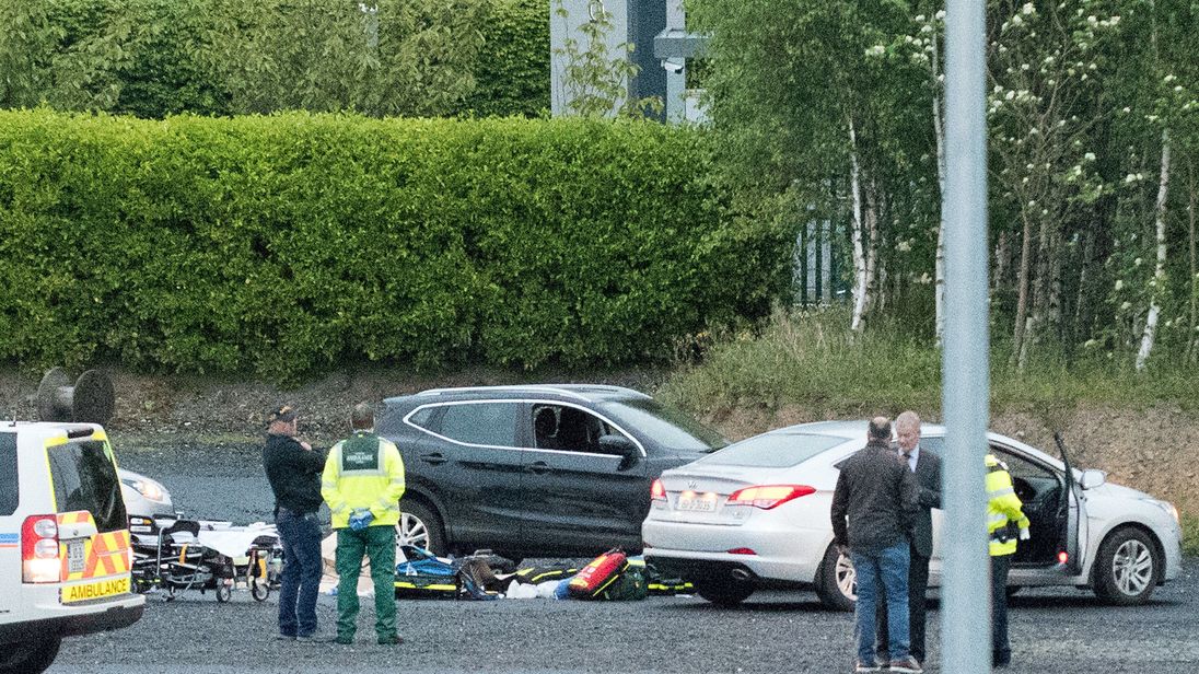 Emergency services at a business park in the Cherrywood area of Dublin where a man has been shot