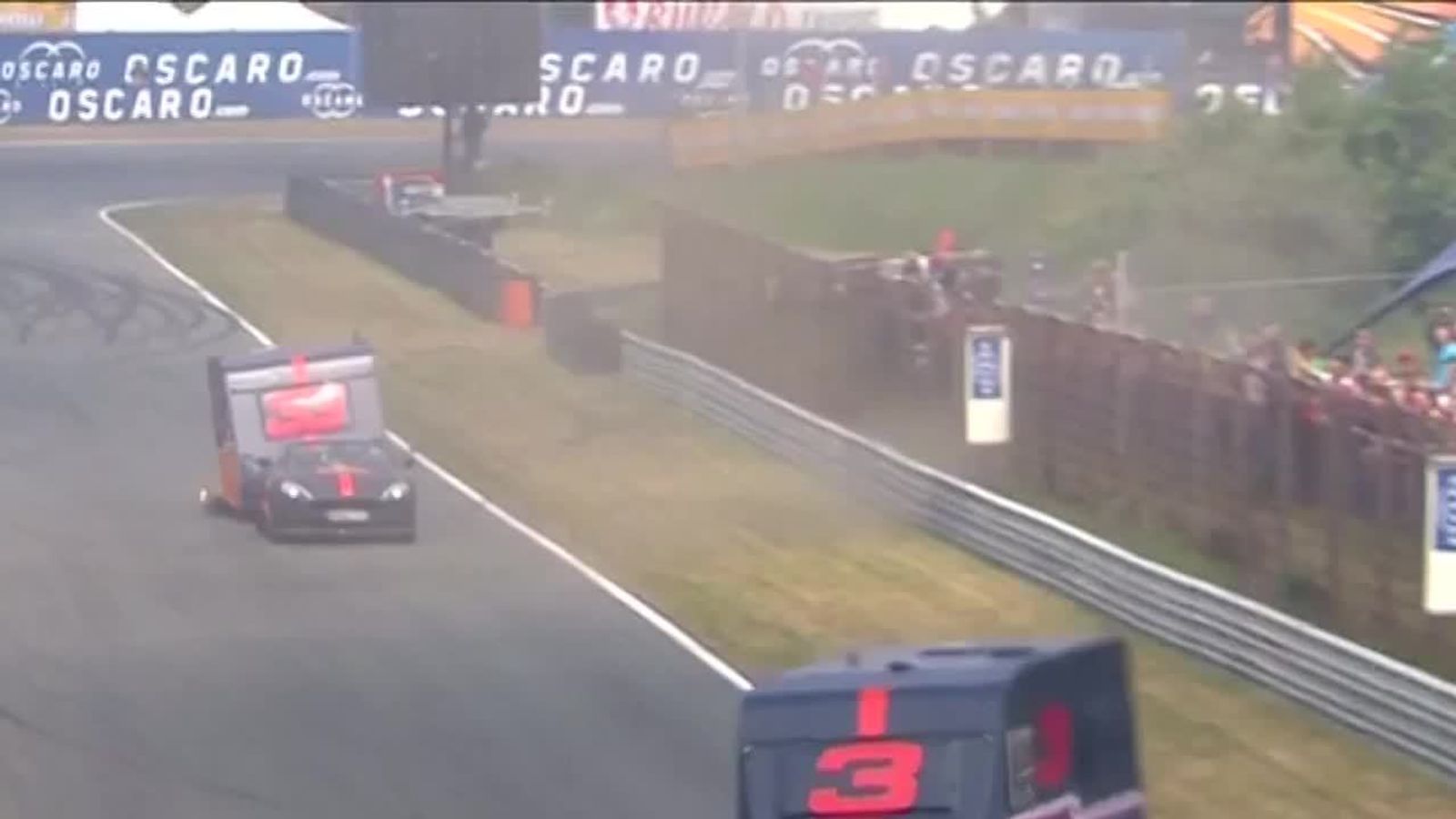 Epic crash as F1 drivers race caravans | News UK Video News | Sky News