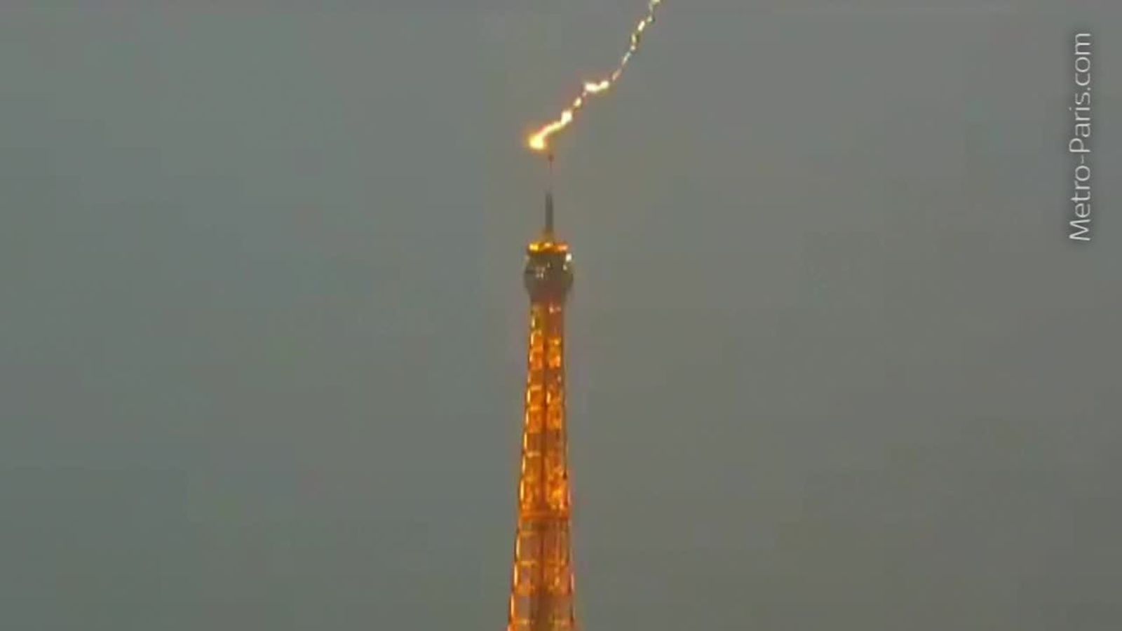 Lightning strikes Eiffel Tower News UK Video News Sky News