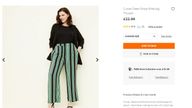 New Look&#39;s green stripe plus-size trousers cost £22.99 - compared with £19.99 for standard-size - plus-size pictured
