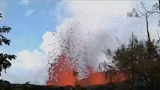 Lava destroys man's garden in Hawaii