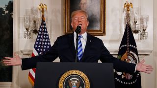 U.S. President Donald Trump speaks after announcing his intent to withdraw from the JCPOA Iran nuclear agreement in the Diplomatic Room at the White House in Washington, U.S., May 8, 2018. REUTERS/Jonathan Ernst