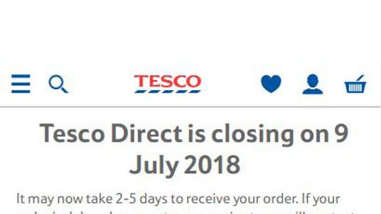 This message is shown when users log on to Tesco Direct