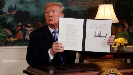 U.S. President Donald Trump speaks after announcing his intent to withdraw from the JCPOA Iran nuclear agreement in the Diplomatic Room at the White House in Washington, U.S., May 8, 2018. REUTERS/Jonathan Ernst