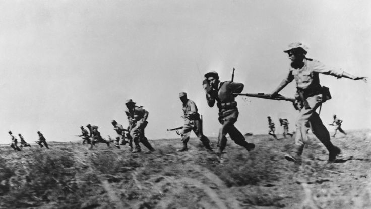 Israeli infantry making a full assault on Arab forces in 1948