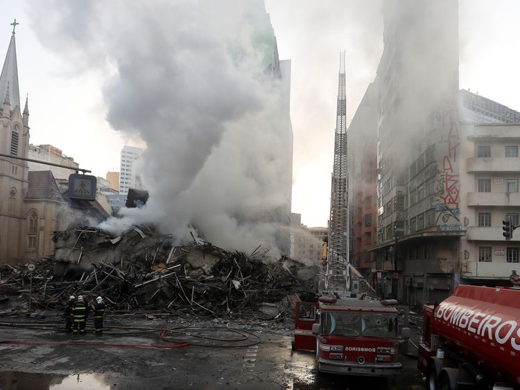 Daylight reveals the devastation of the fire in Sao Paulo