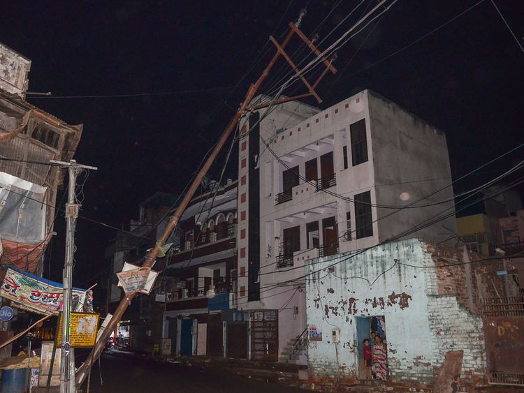 A fallen electricity line in Agra