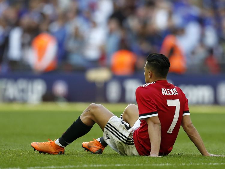 Manchester United striker Alexis Sanchez pictured after his side lost 1-0 in the FA Cup final to end the season trophy-less