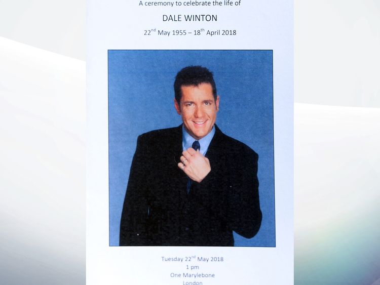 Dale Winton&#39;s order of service
