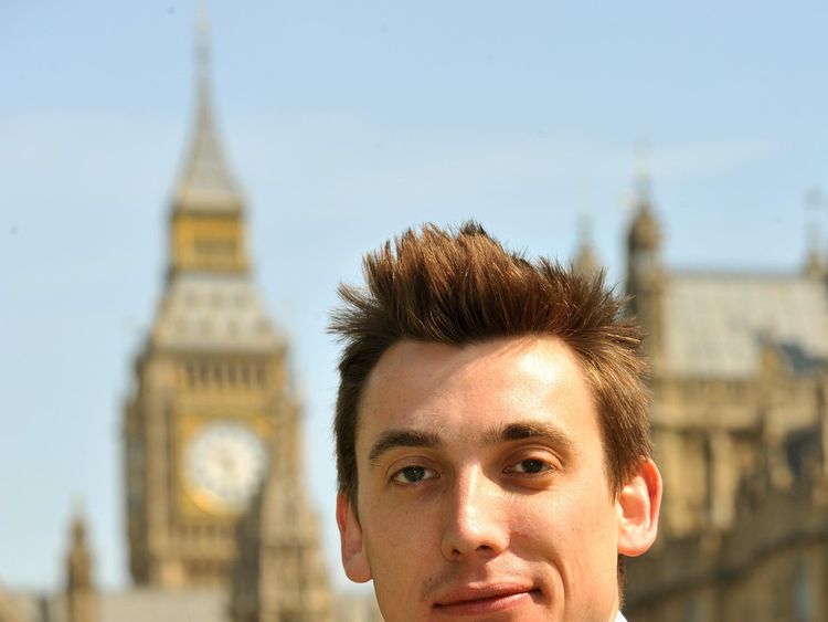 Gavin Shuker the MP for Luton South, outside the Houses of Parliament. 2010