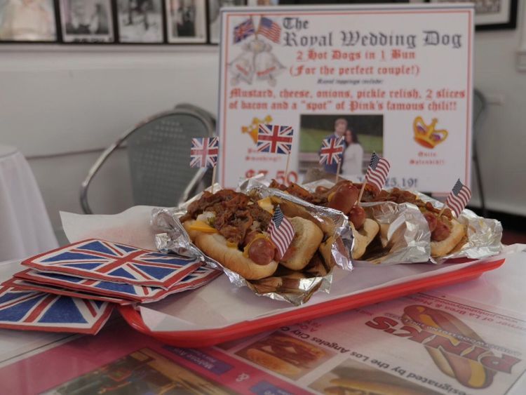 Pinks hotdog store has found its own way to celebrate, selling a "royal wedding dog"