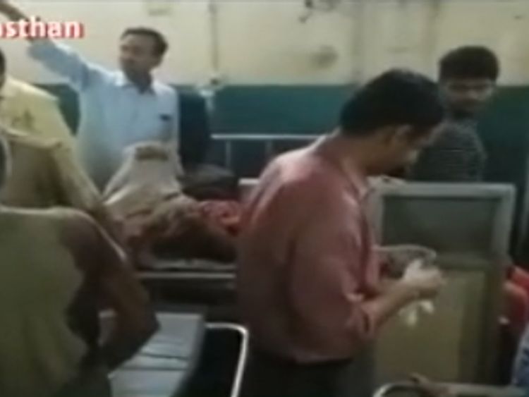 The injured are treated in Bharatpur. Pic: NDTV