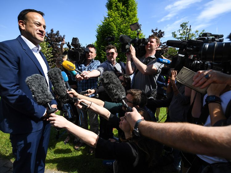 Taoiseach, Leo Varadkar, leaves after casting his vote in Irelands abortion referendum