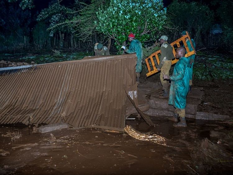 The force of the water has levelled structures in Kenya