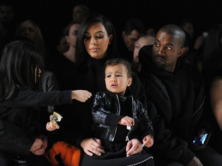 Kim Kardashian, her son and husband Kanye West