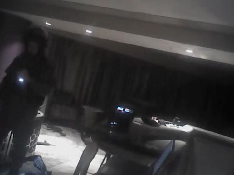 Police entered the Mandalay Bay hotel suite to find lots of guns all over the room